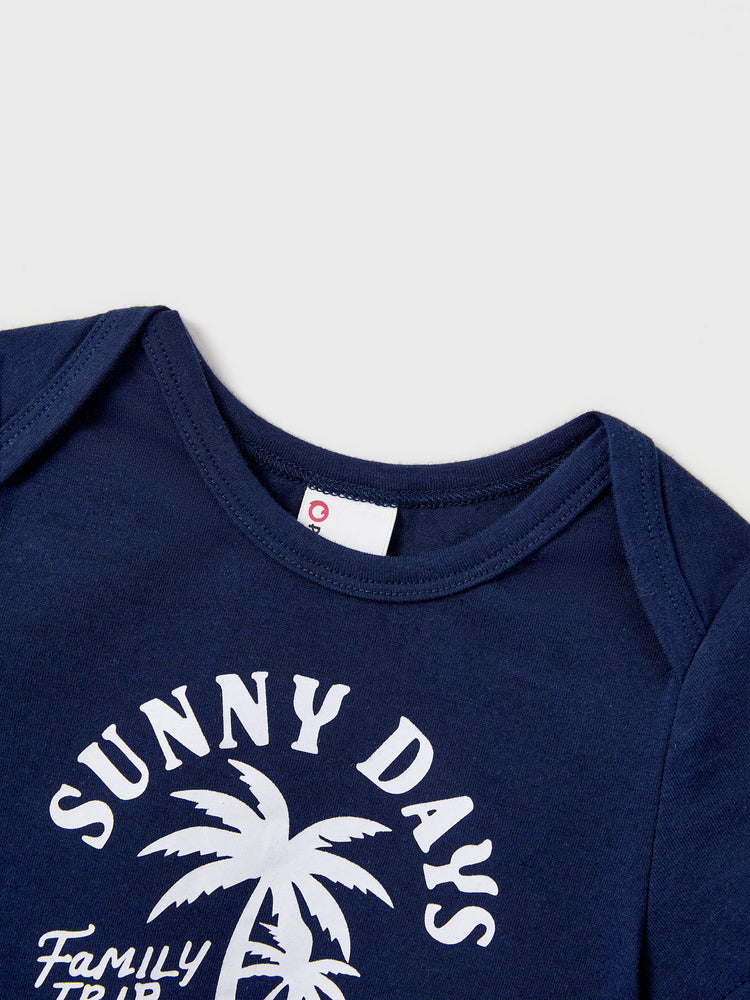 Daddy & Daughter Cotton T-Shirt & Dress Set – Sunny Days Palm Print for Dad, Mom, Baby & Toddler, Perfect for Summer Vacations & Family Outings Tibetan blue