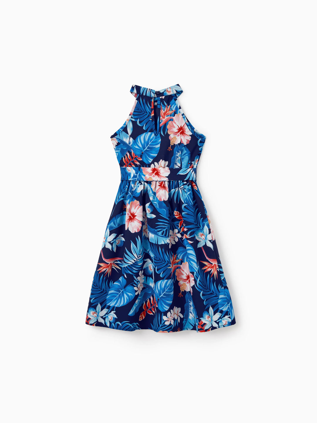Robes à bretelles imprimé floral tropical pour vacances, Parfaites pour vacances d'été & photos de famille Bleu profond