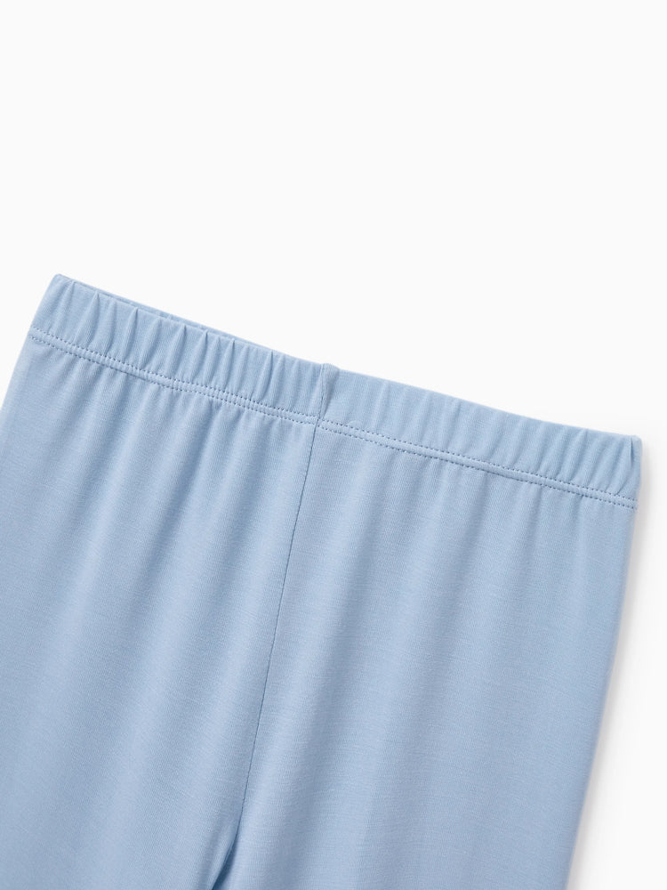 Daddy & Son Bamboo Pajamas Soft Bamboo Viscose PJs for Men Women Kids Toddler Baby, Classic Blue Short-sleeve Sleepwear with Button-Down Shirt and Pants Blue grey