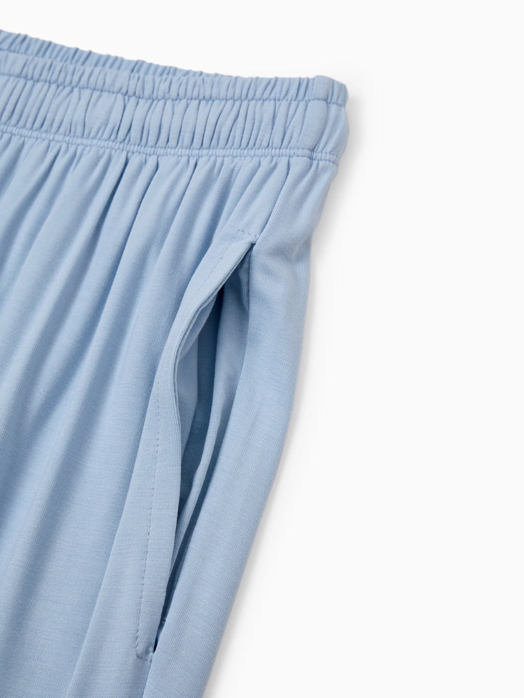 Family Matching Bamboo Pajamas Soft Bamboo Viscose PJs for Men Women Kids Toddler Baby, Classic Blue Short-sleeve Sleepwear with Button-Down Shirt and Pants Blue grey