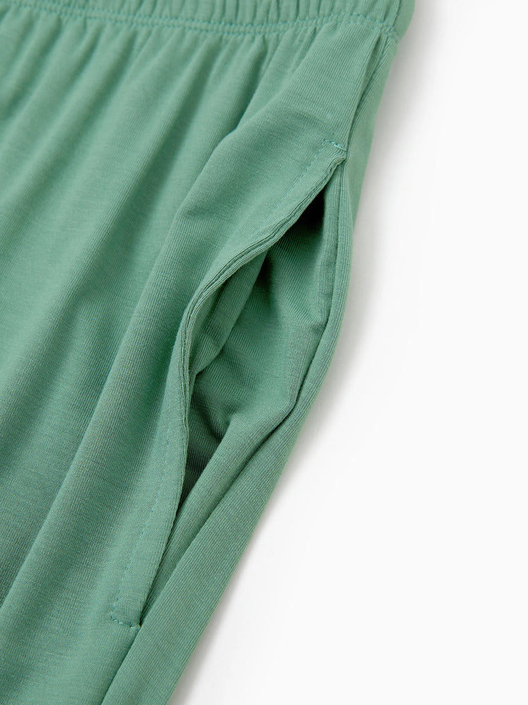 Family Matching Bamboo Pajamas Buttery Soft Bamboo Viscose PJs for Men Women Kids Toddler Baby, Solid Color Short Sleeve Shirt & Shorts Sleepwear Green