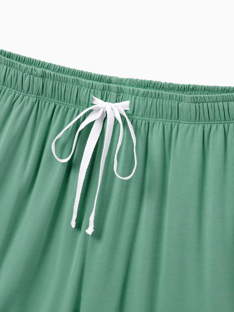 Family Matching Bamboo Pajamas Buttery Soft Bamboo Viscose PJs for Men Women Kids Toddler Baby, Solid Color Short Sleeve Shirt & Shorts Sleepwear Green