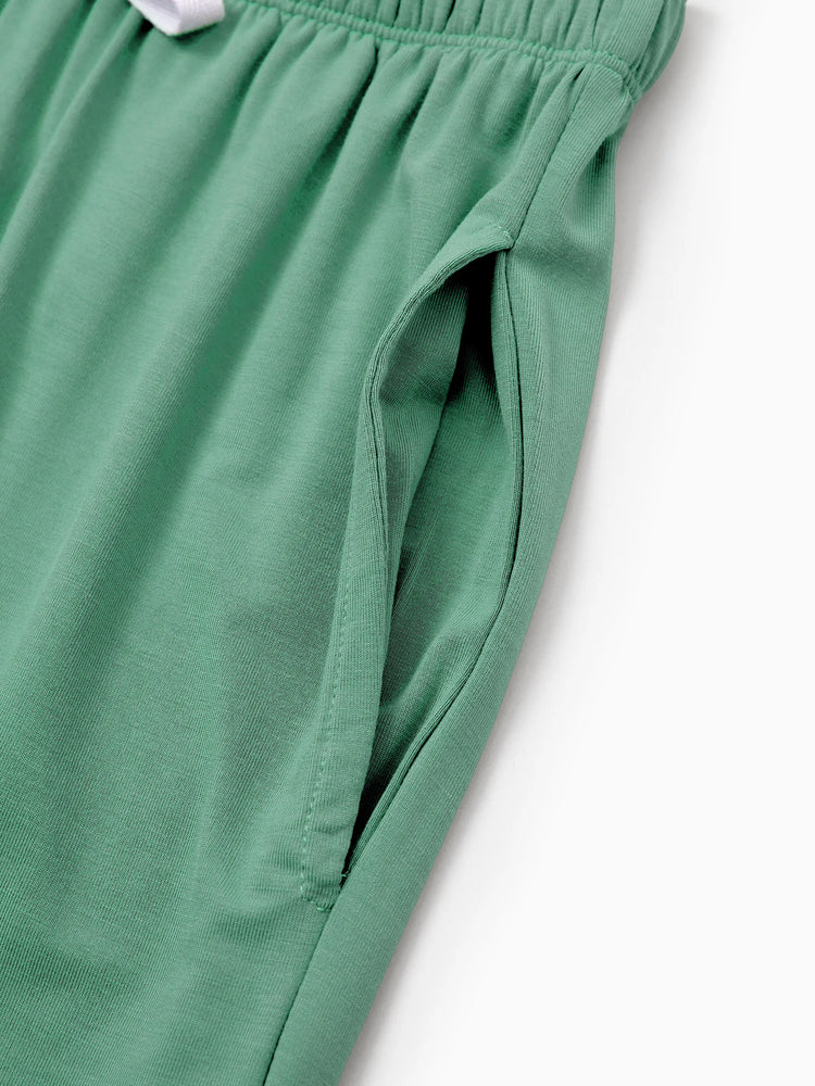 Family Matching Bamboo Pajamas Buttery Soft Bamboo Viscose PJs for Men Women Kids Toddler Baby, Solid Color Short Sleeve Shirt & Shorts Sleepwear Green