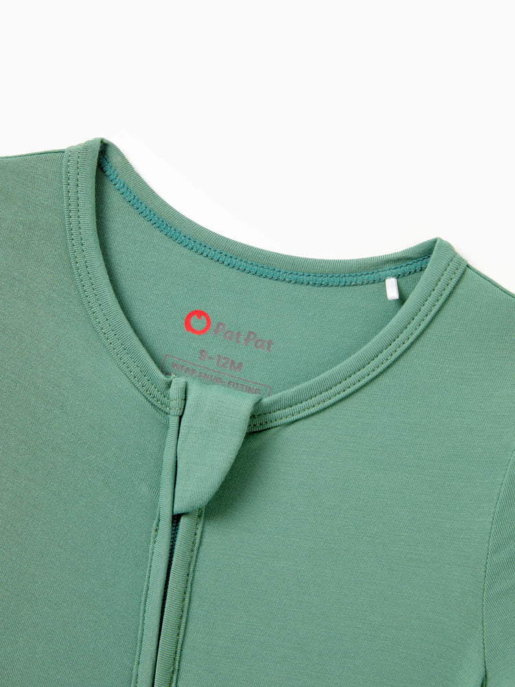 Family Matching Bamboo Pajamas Buttery Soft Bamboo Viscose PJs for Men Women Kids Toddler Baby, Solid Color Short Sleeve Shirt & Shorts Sleepwear Green