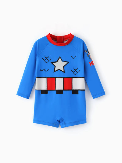 Marvel Baby/Toddler Boy Captain America UPF30+ Star Print Swimsuit  Blue