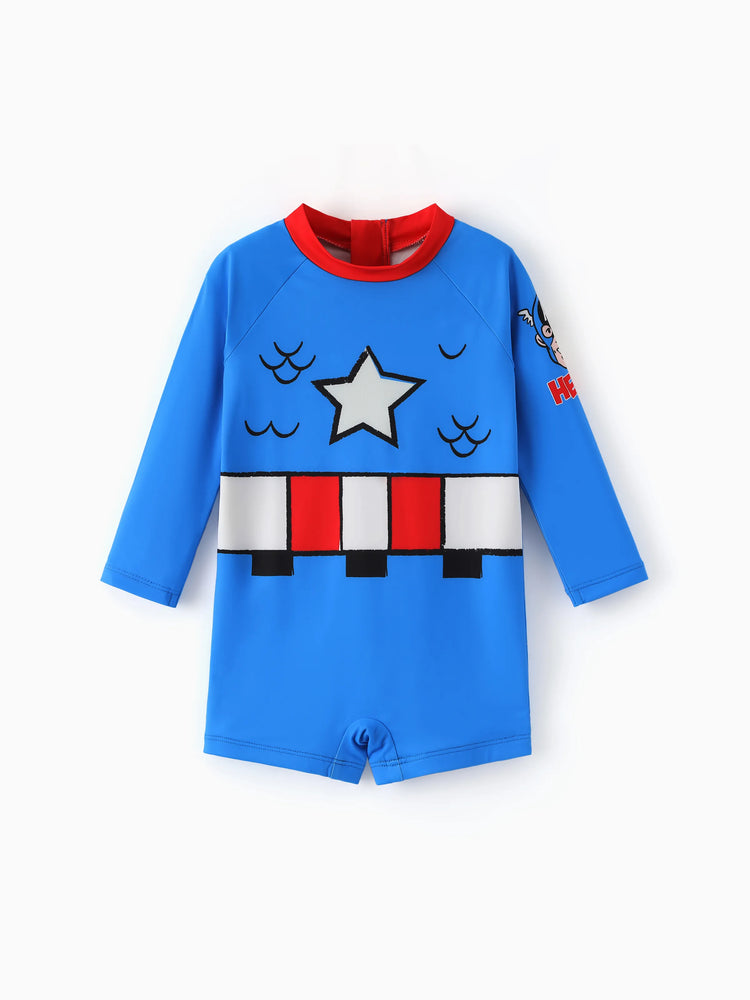 Marvel Baby/Toddler Boy Captain America UPF30+ Star Print Swimsuit  Blue