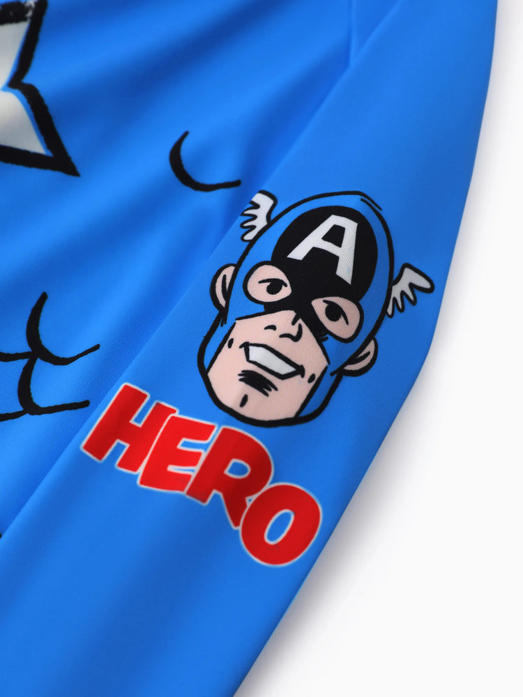 Marvel Baby/Toddler Boy Captain America UPF30+ Star Print Swimsuit  Blue