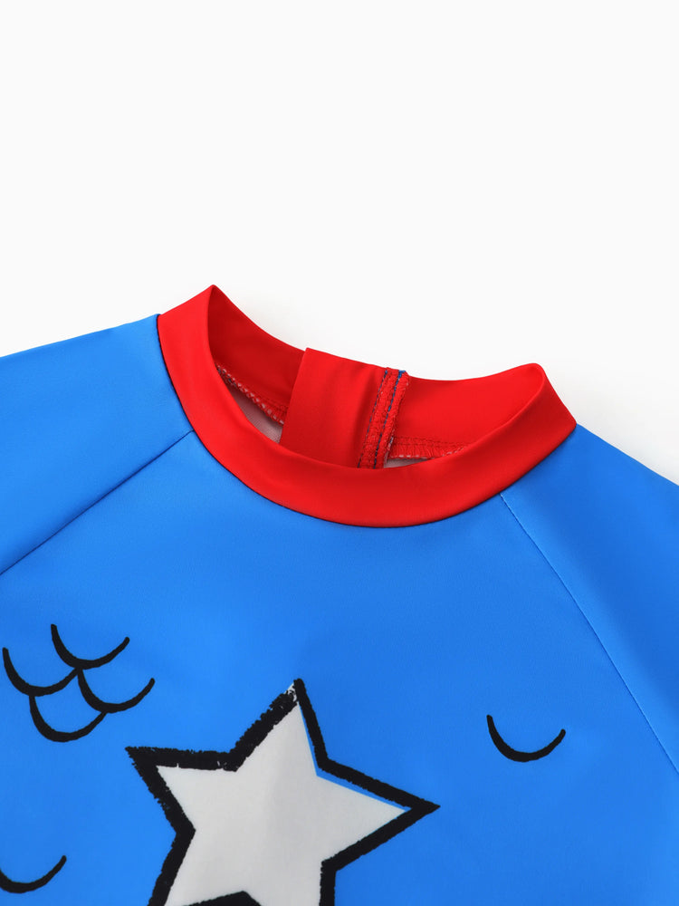 Marvel Baby/Toddler Boy Captain America UPF30+ Star Print Swimsuit  Blue
