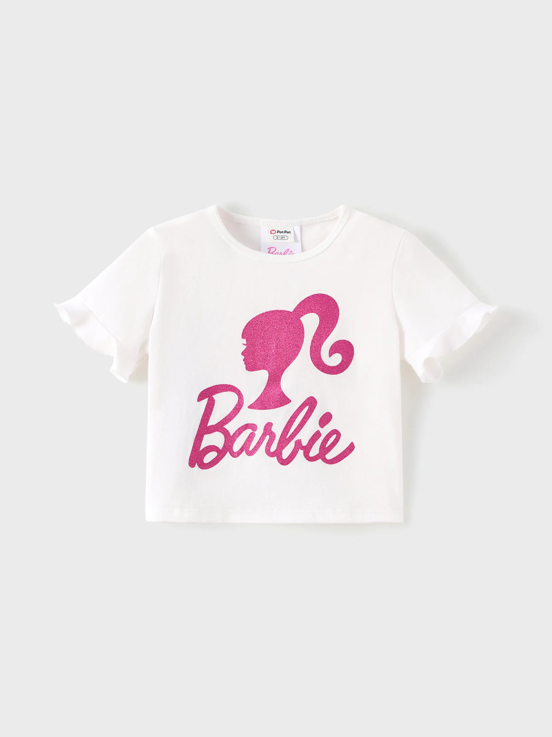 Barbie Toddler/Kid Girl 3pcs Cotton Top and Sequin embroidery Skirt with Headband Set Hot Pink