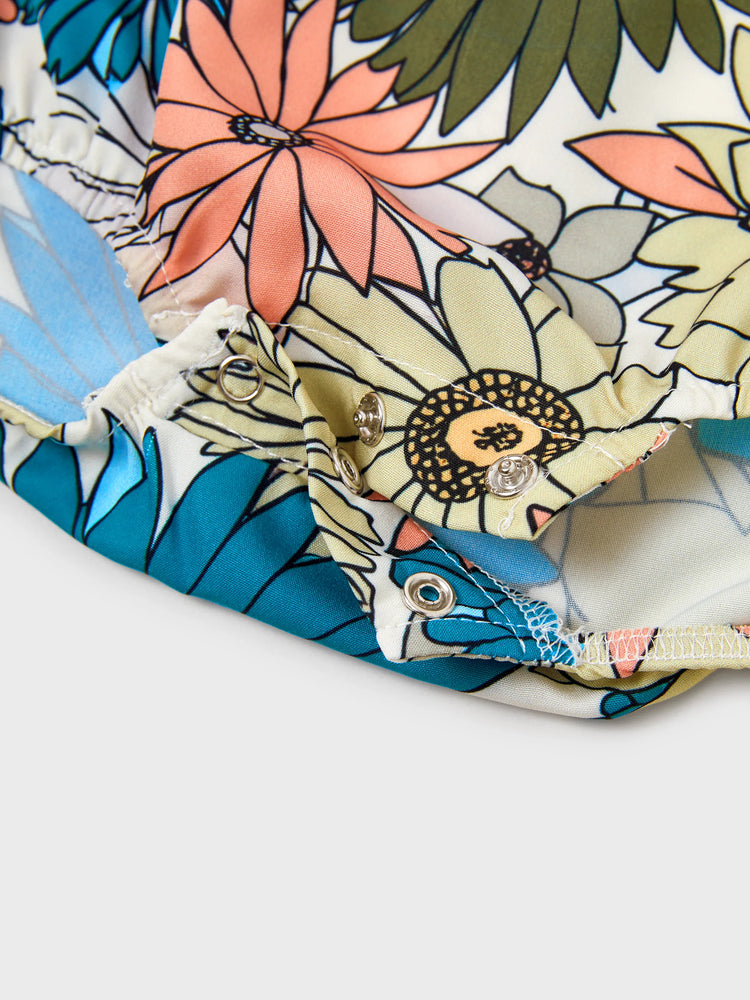 Family Matching Set Sun Flower Print Short-sleeve Collar Shirt or White Camisole Top and Flower Wide-leg Pants Set for Summer Vacation  Multi-color