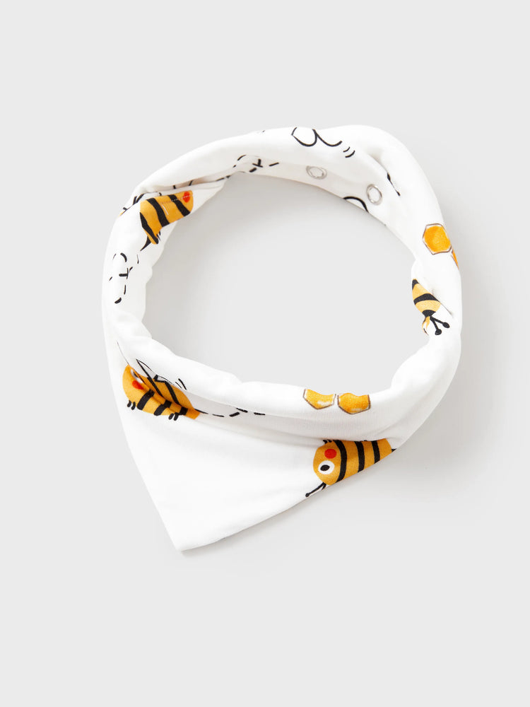 Family Matching Bamboo Pajamas Soft Bamboo Viscose PJs for Men Women Kids Toddler, Cute Bee Print Sleepwear with Short Sleeve Top and Long Pants White