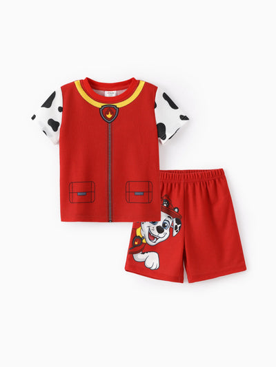 PAW Patrol Toddler Boy 2pcs Marshall Waffle Fabric Tee and Shorts Set Red