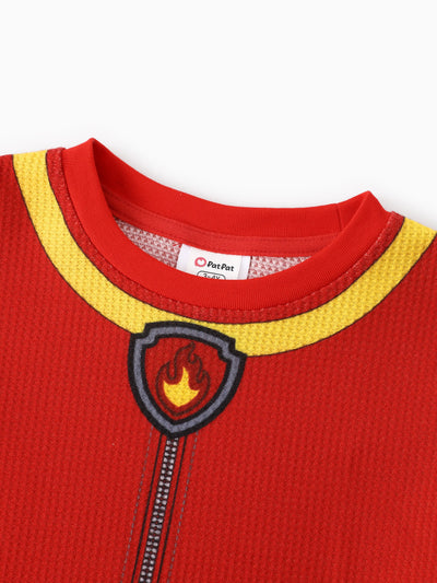 PAW Patrol Toddler Boy 2pcs Marshall Waffle Fabric Tee and Shorts Set Red