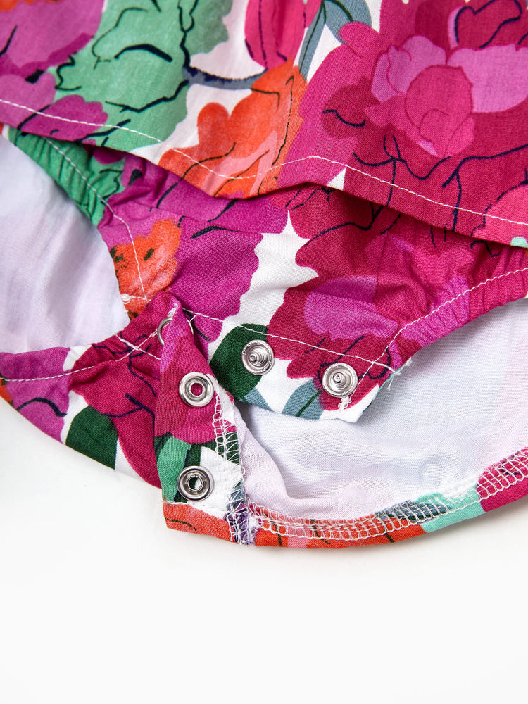 Mom & Me Matching Cotton Vacation Dresses Floral Smocked Dresses with Ruffle Straps for Summer Family Outings & Photos Multi-color