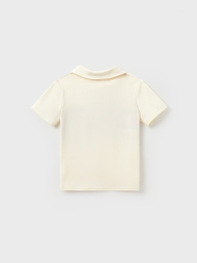 Family Matching Casual Outfit Colorblock Polo Collar T-shirt or Floral Print Flutter Sleeveless Dress Set Orange red