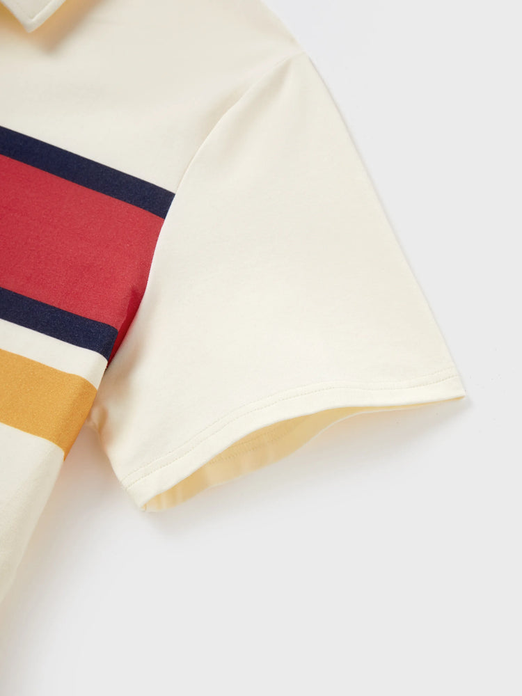 Family Matching Casual Outfit Colorblock Polo Collar T-shirt or Floral Print Flutter Sleeveless Dress Set Orange red