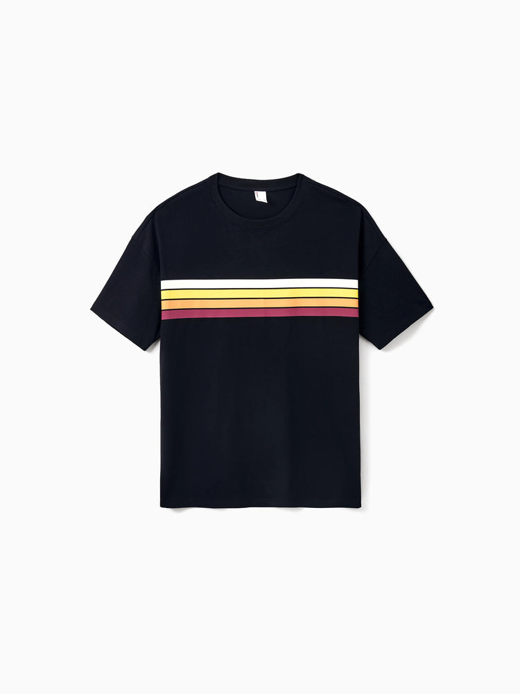 Family Matching Set Floral Sleeveless Strappy Dress or Colorblock Short-sleeve T-shirt  Black