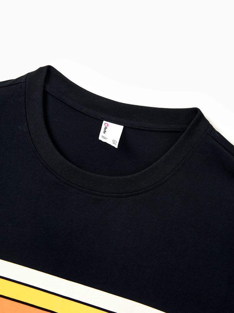 Daddy & Son Set Floral Sleeveless Strappy Dress or Colorblock Short-sleeve T-shirt Black