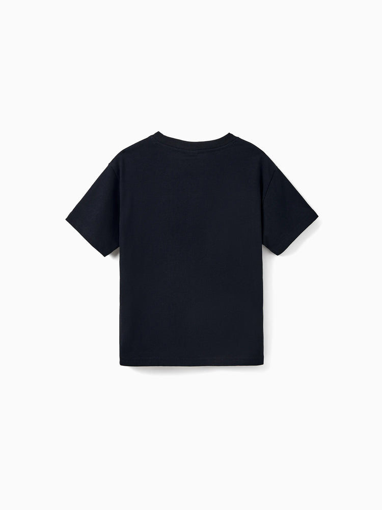 Daddy & Son Set Floral Sleeveless Strappy Dress or Colorblock Short-sleeve T-shirt Black