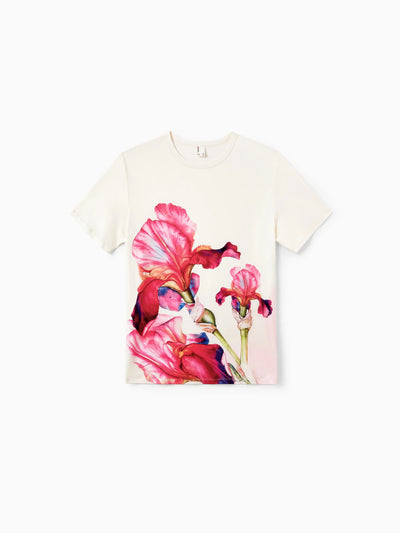 Daddy & Son Casual Outfit Floral Print T-shirt or Halter Dress Summer Set for Vacation Apricot