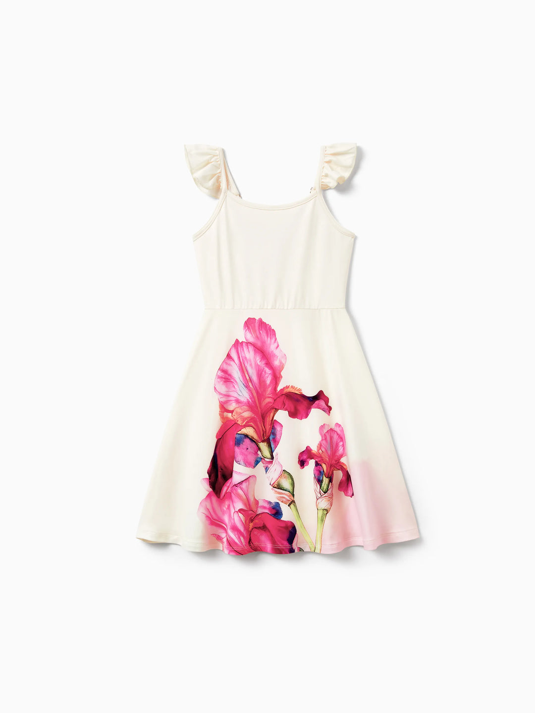 Toddler/Kid Girl Casual Floral Print Halter Dress Summer Set for Vacation  Apricot