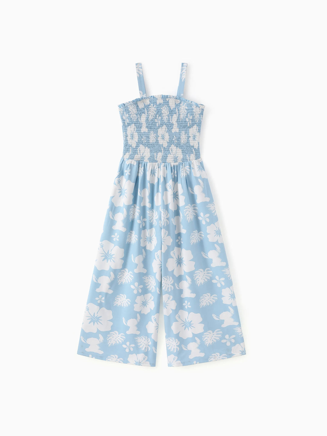Mono / Vestido / Camisa Tropical Floral a Juego para la Familia Disney Stitch Azul Claro