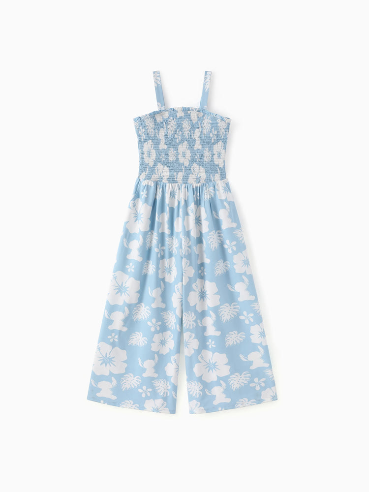 Disney Stitch Matching Family Tropical Floral Jumpsuit/ Dress/ Shirt Light Blue