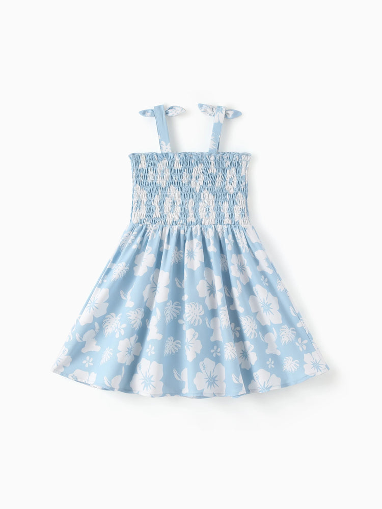 Disney Stitch Toddler/Kid Girl Tropical Floral Dress Light Blue