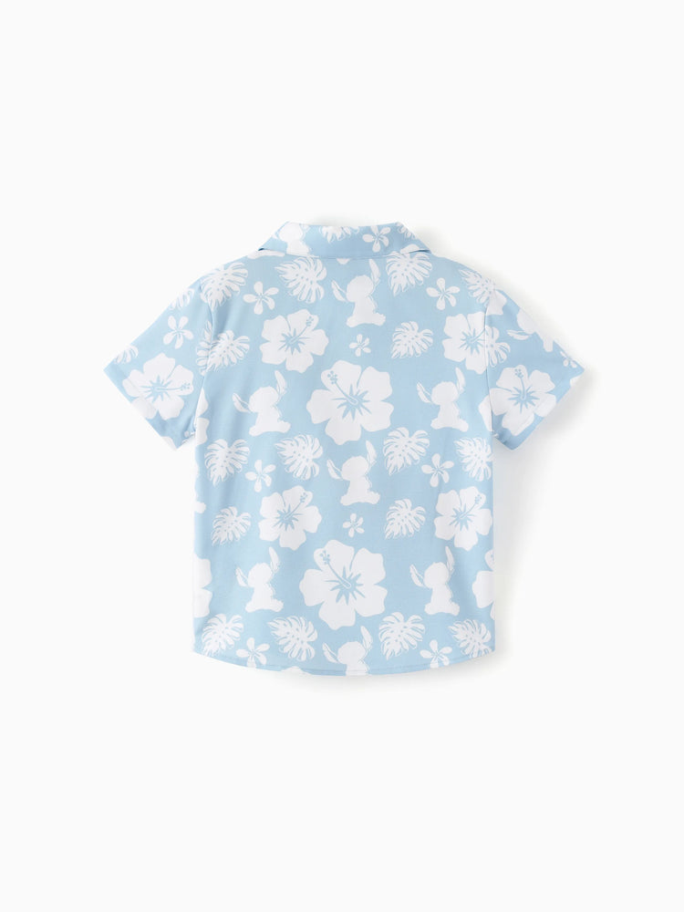 Disney Stitch Matching Family Tropical Floral Jumpsuit/ Dress/ Shirt Light Blue