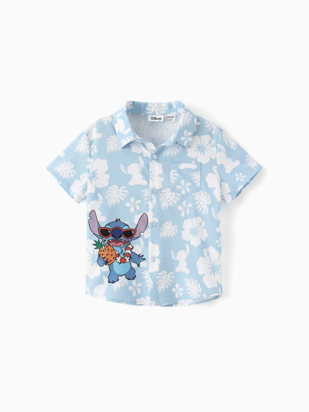 Disney Stitch Daddy & Son Tropical Floral Jumpsuit/ Dress/ Shirt Light Blue