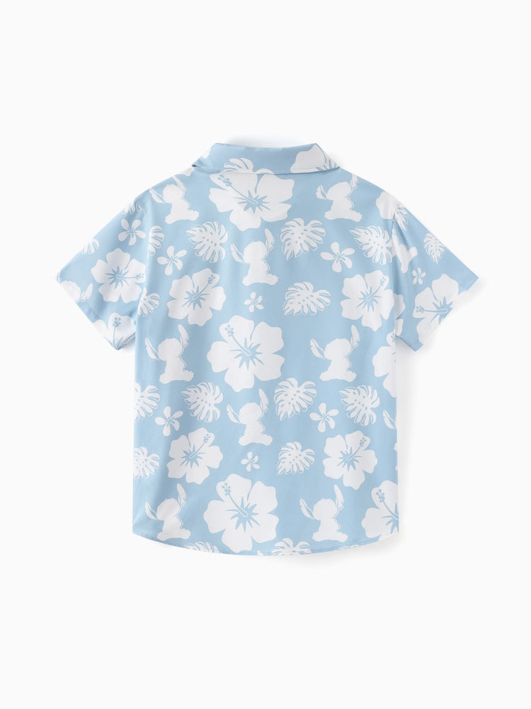 Disney Stitch Matching Family Tropical Floral Jumpsuit/ Dress/ Shirt Light Blue