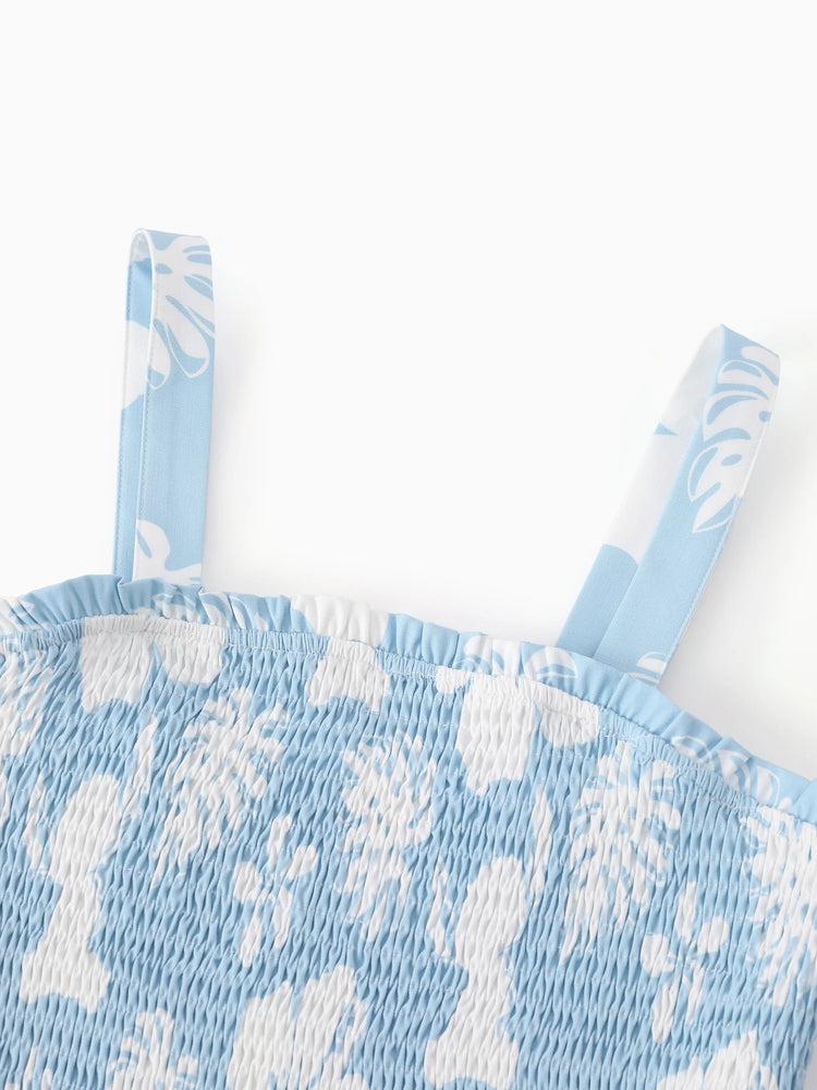 Disney Stitch Matching Family Tropical Floral Jumpsuit/ Dress/ Shirt Light Blue