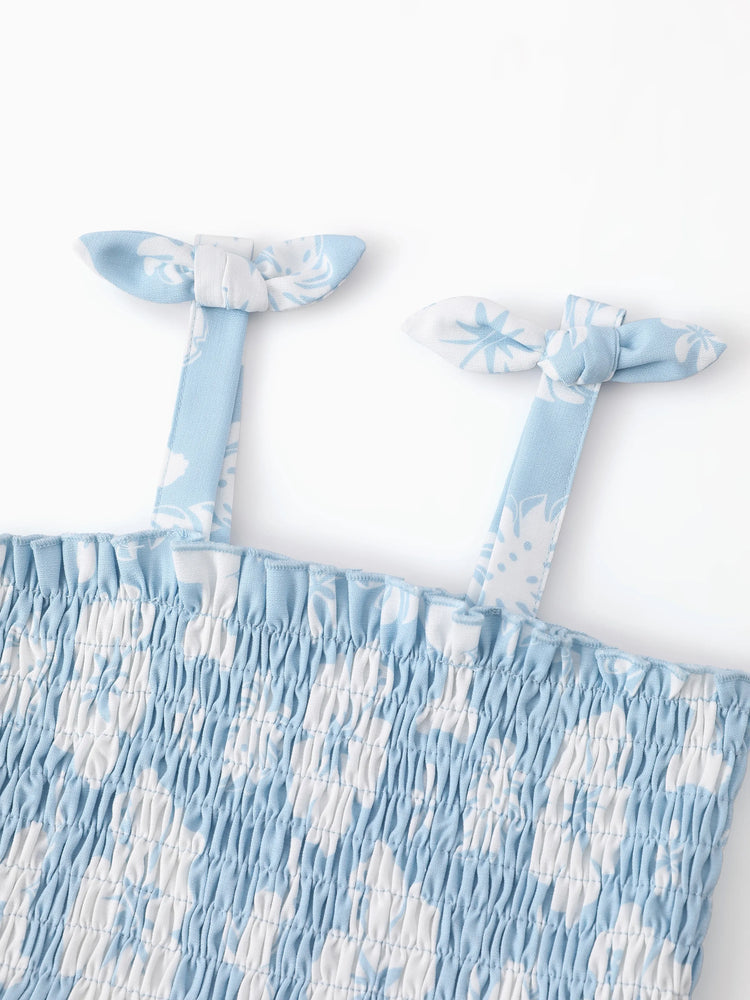 Disney Stitch Toddler/Kid Girl Tropical Floral Dress Light Blue