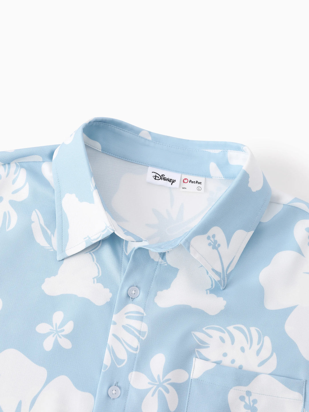 Mono / Vestido / Camisa Tropical Floral a Juego para la Familia Disney Stitch Azul Claro