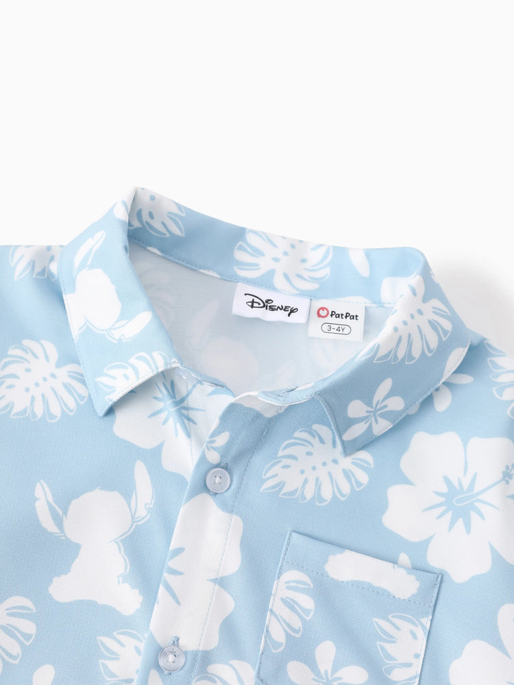 Disney Stitch Mommy & me Tropical Floral Jumpsuit/ Dress/ Shirt Light Blue
