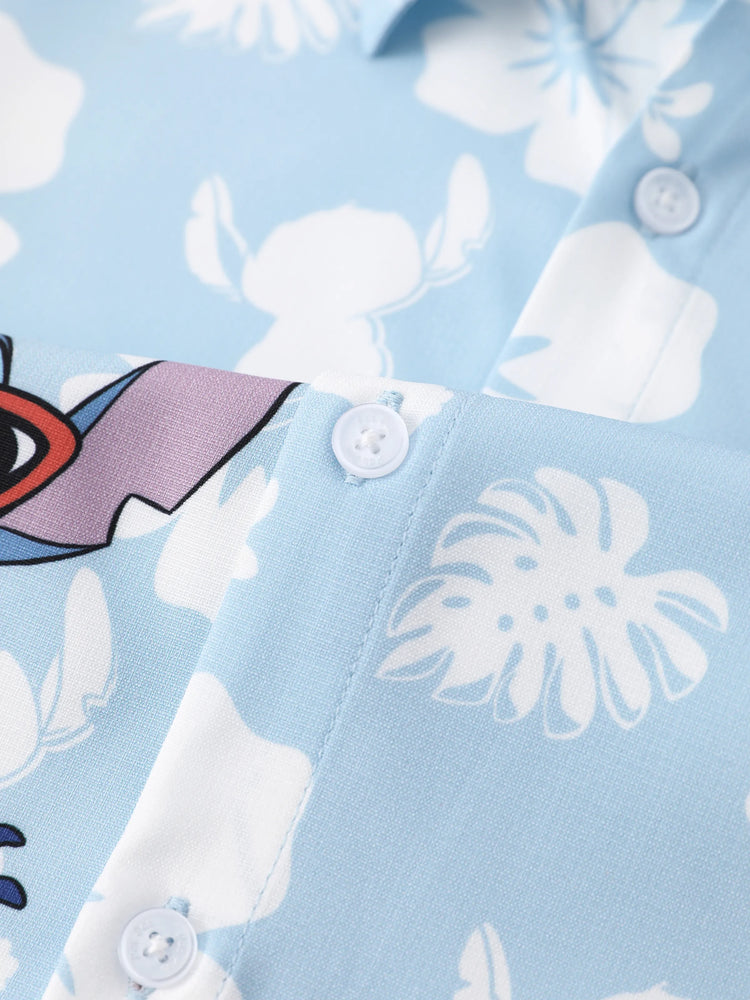 Disney Stitch Matching Family Tropical Floral Jumpsuit/ Dress/ Shirt Light Blue