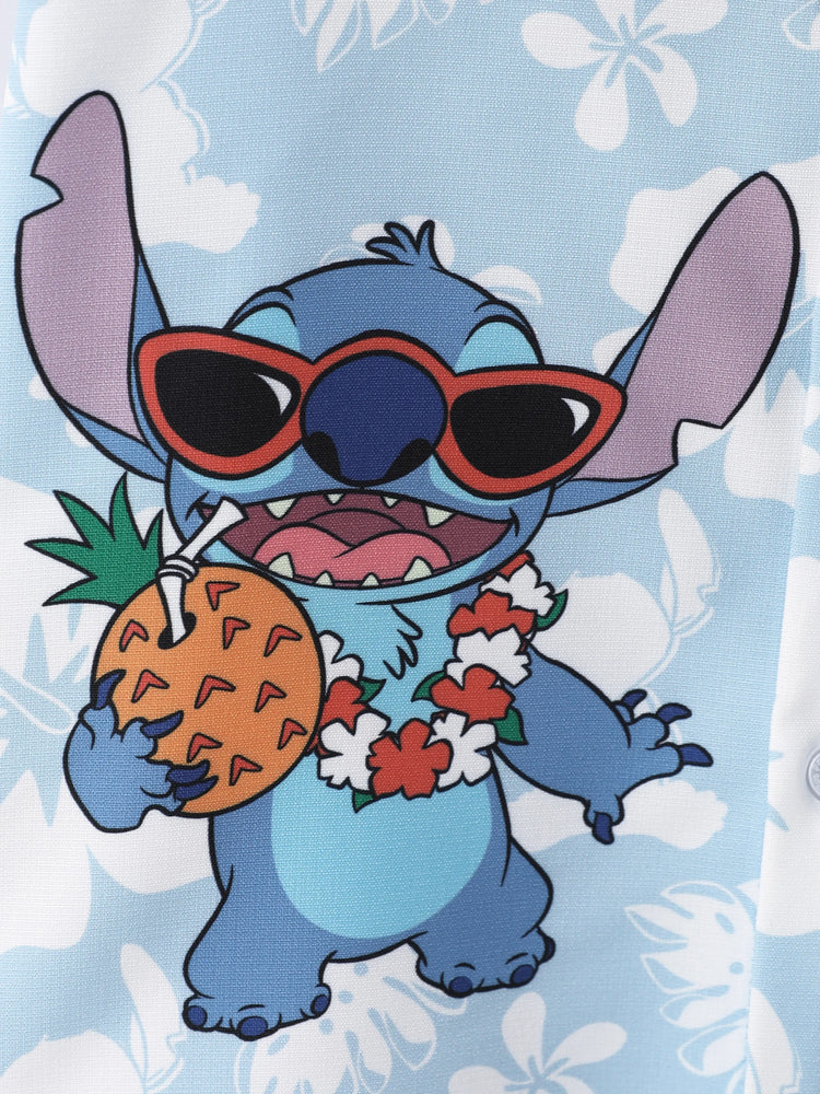 Disney Stitch Matching Family Tropical Floral Jumpsuit/ Dress/ Shirt Light Blue
