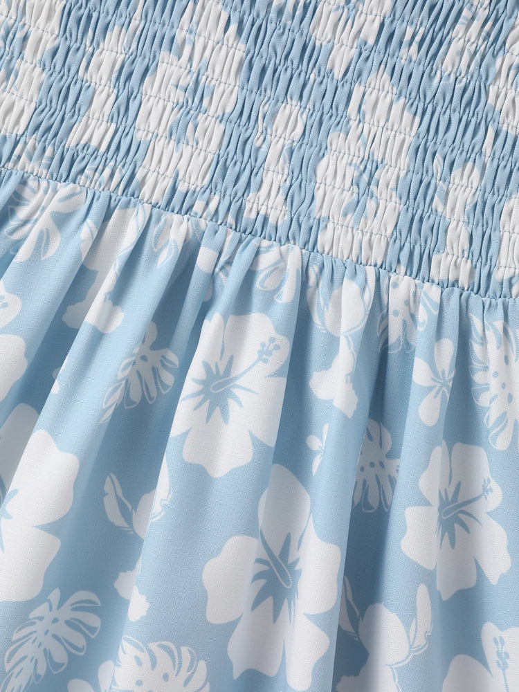 Disney Stitch Matching Family Tropical Floral Jumpsuit/ Dress/ Shirt Light Blue