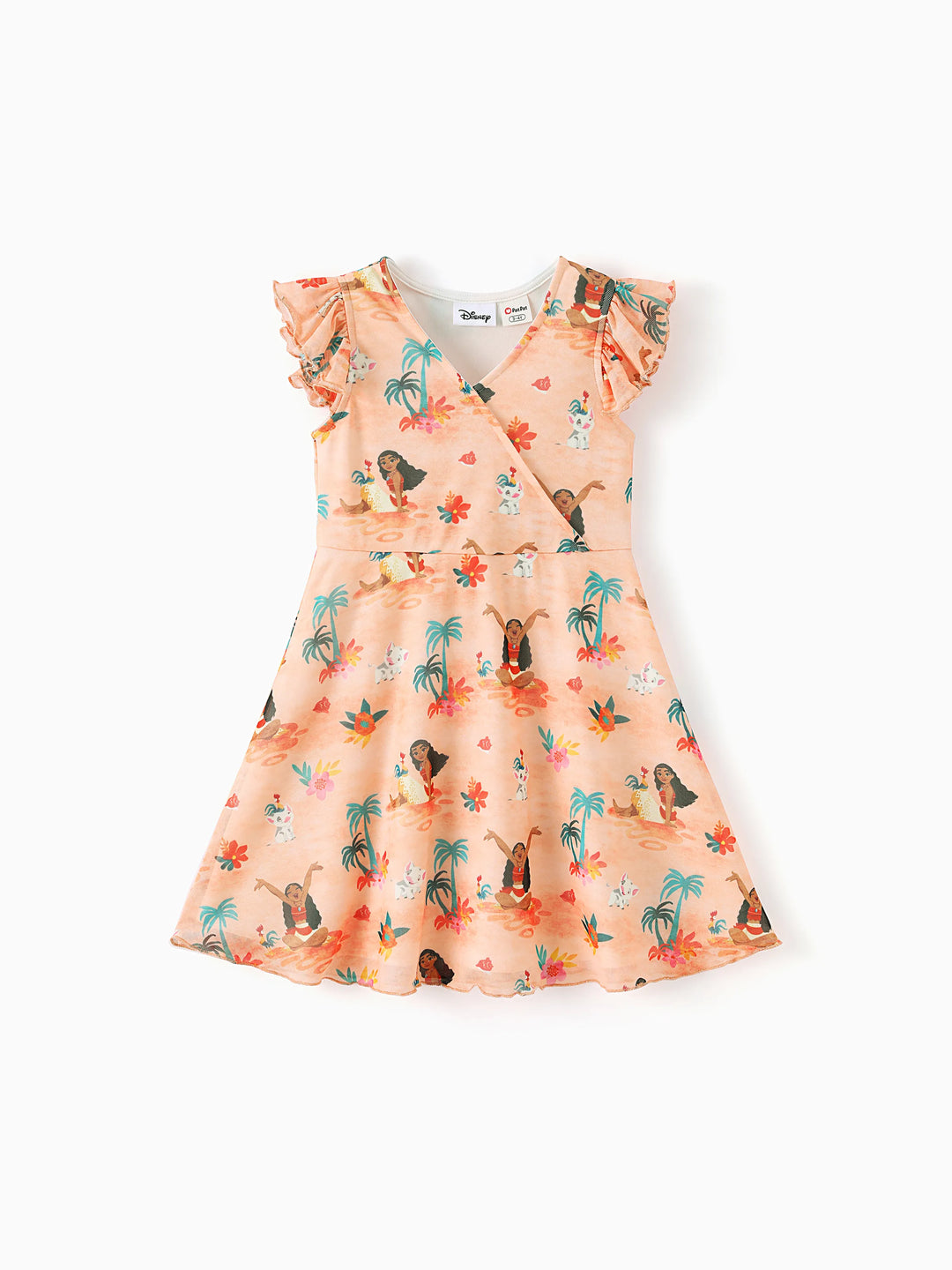 Disney Princess Mommy and Me Moana Tropical Floral V-neck Dress Orange