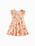 Disney Prinzessin Kleinkinder/Mädchen Moana tropisches Blumen-V-Ausschnitt Kleid Orange