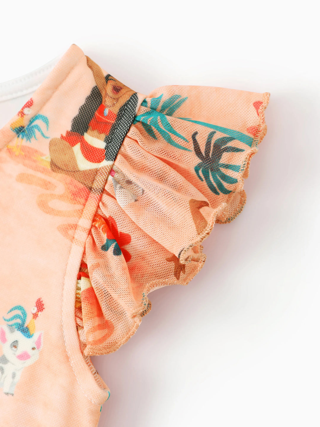 Vestido con cuello en V y estampado floral tropical para niña pequeña/niña Disney Princesa Moana naranja
