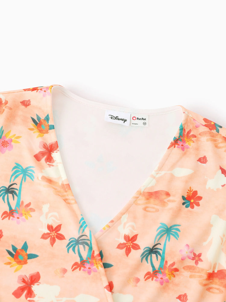 Disney Princess Mommy and Me Moana Tropical Floral V-neck Dress Orange