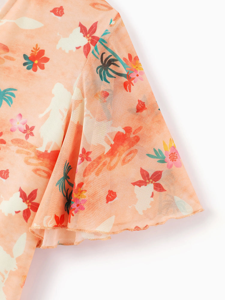 Disney Princess Mommy and Me Moana Tropical Floral V-neck Dress Orange