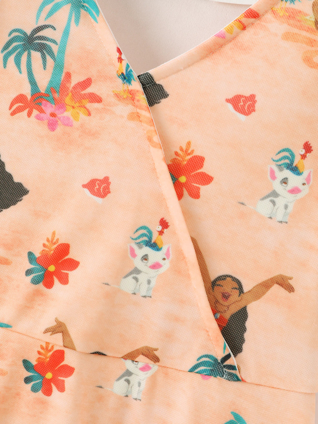 Disney Princess Mommy and Me Moana Tropical Floral V-neck Dress Orange