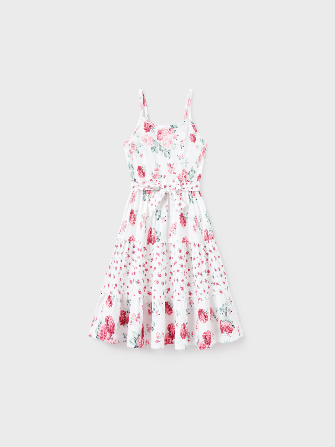 Toddler/Kid Girl Flower Print Hollow out Knot Dress Pink
