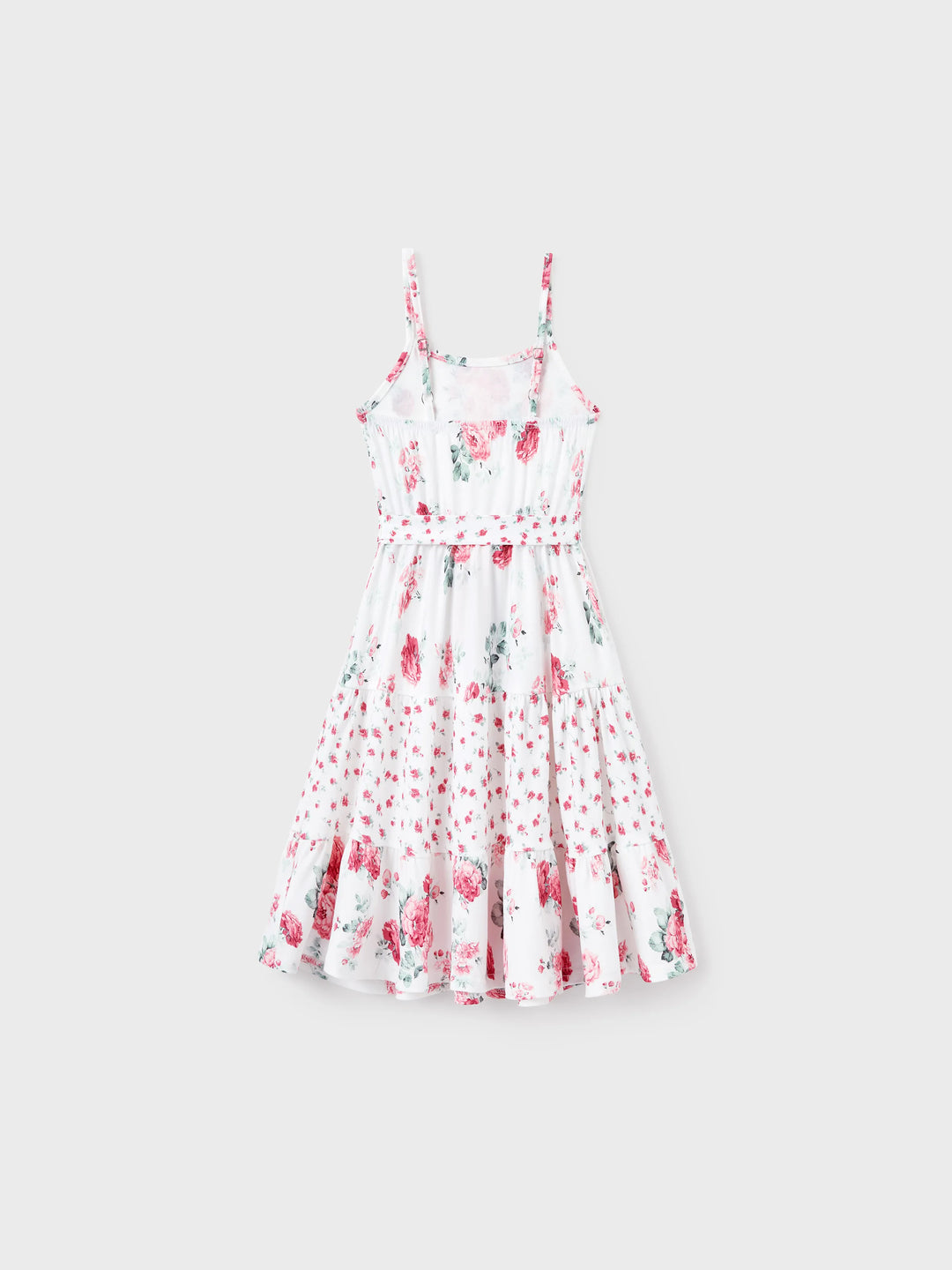 Vestido con nudo y estampado floral calado para niña pequeña/niña rosa