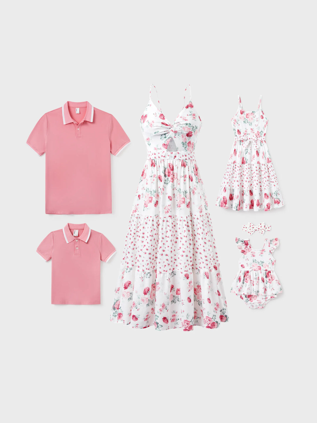 Vestido con nudo y estampado floral calado para niña pequeña/niña rosa
