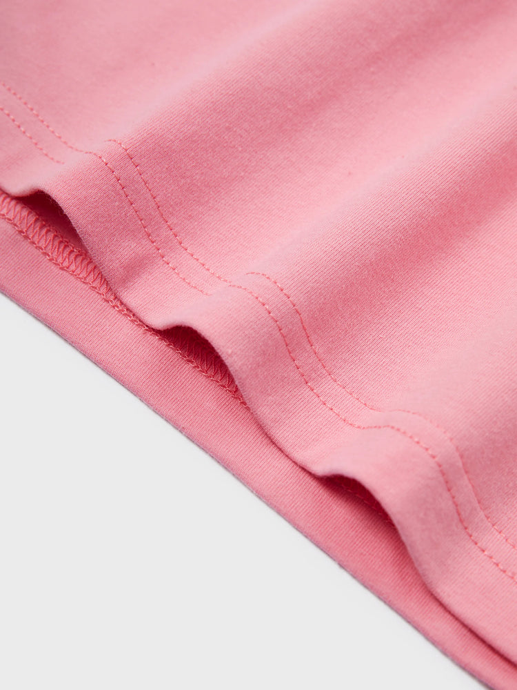 Family Matching Outfits Set Solid Color Short-sleeve Polo Collar Shirt or Flower Print Hollow out Dress  Pink