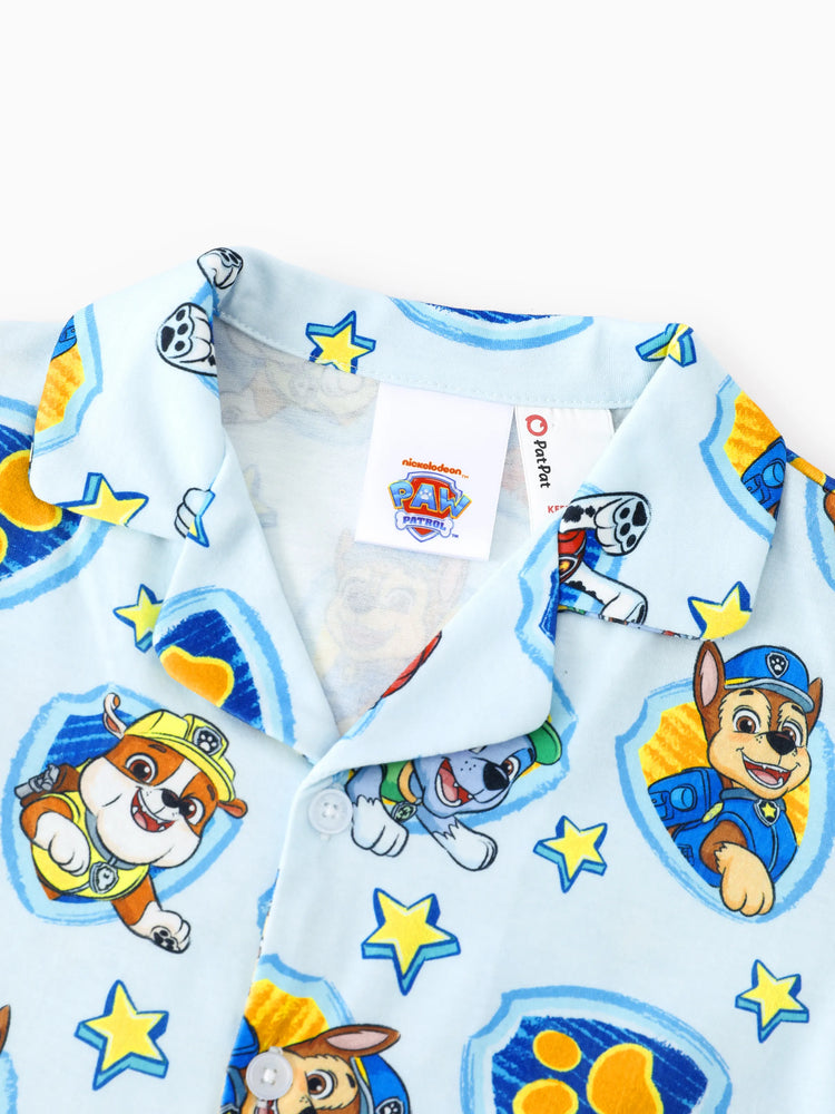 PAW Patrol Mommy & me Casual Stripe Lapel Pajamas Sets with Flame Resistant Color block