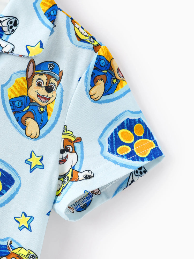 PAW Patrol Matching Family Casual Stripe Lapel Pajamas Sets with Flame Resistant Color block
